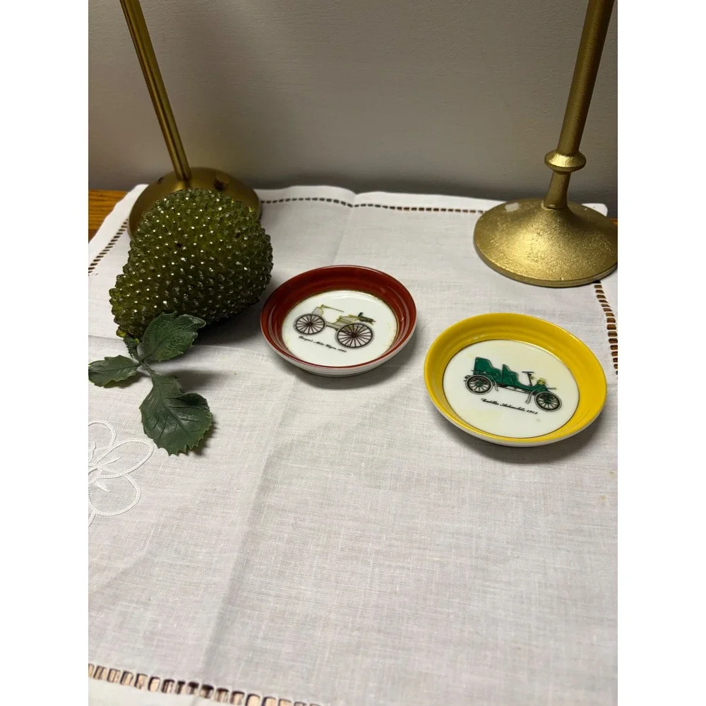 Vintage Ceramic Antique Car‎ Coaster Set of 2